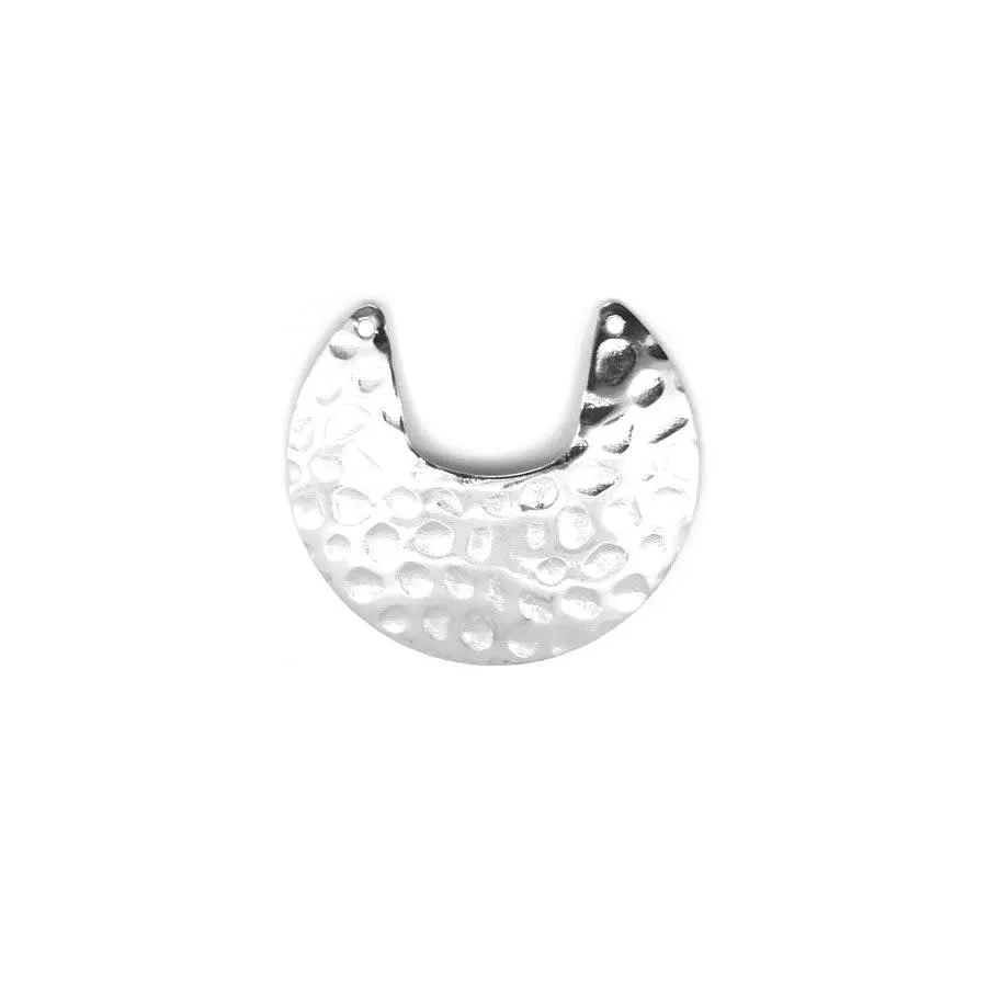 33mm Rodium Plated Brass U Shaped Textured Connector