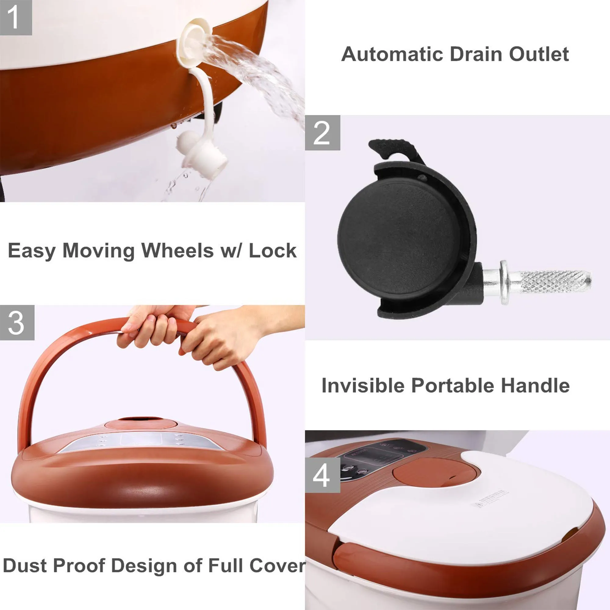ACEVIVI Multi Mode Home Heated Massaging Foot Spa Bath with Maize Roller (Used)