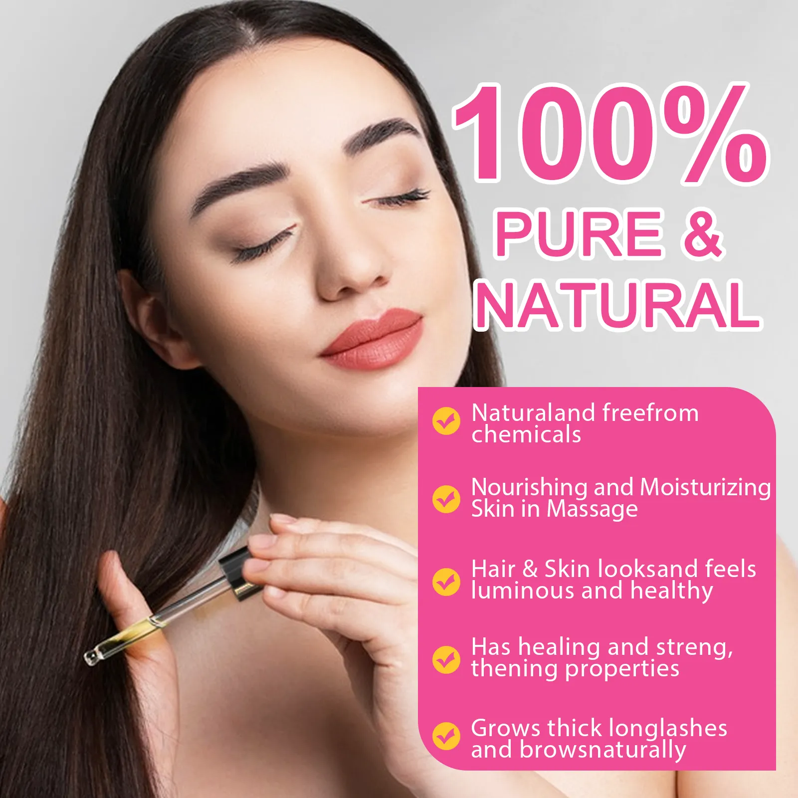 Aliver Gua Sha Tool (Pink)   60ml Black Castor Massage Oil for Body