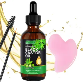 Aliver Gua Sha Tool (Pink)   60ml Black Castor Massage Oil for Body