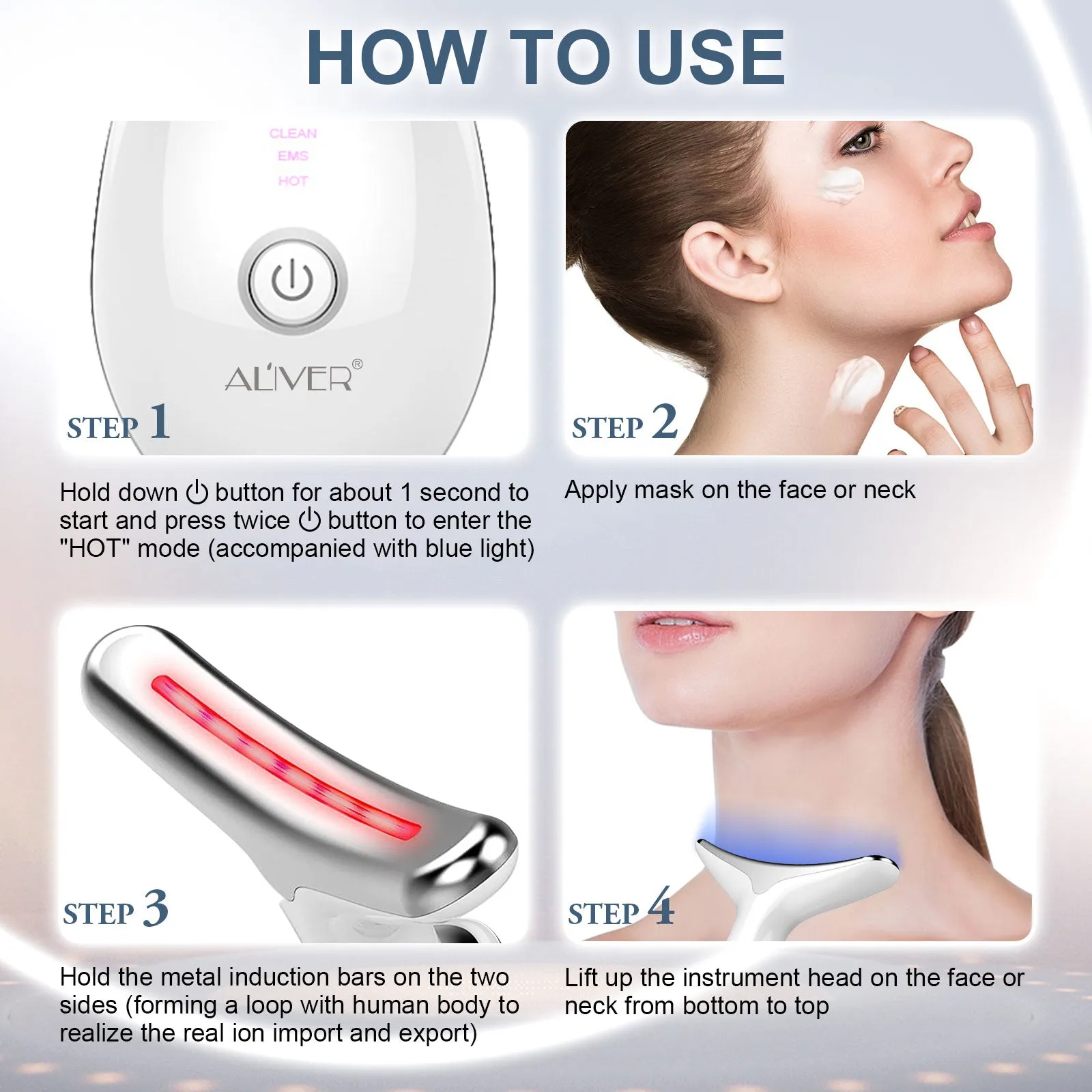 Aliver Neck Face Beauty Device, Skin Care Facial Massager, 3 in 1 Portable Face Massager for Skin Care, Face Sculpting Tool，Mother's Day Gift