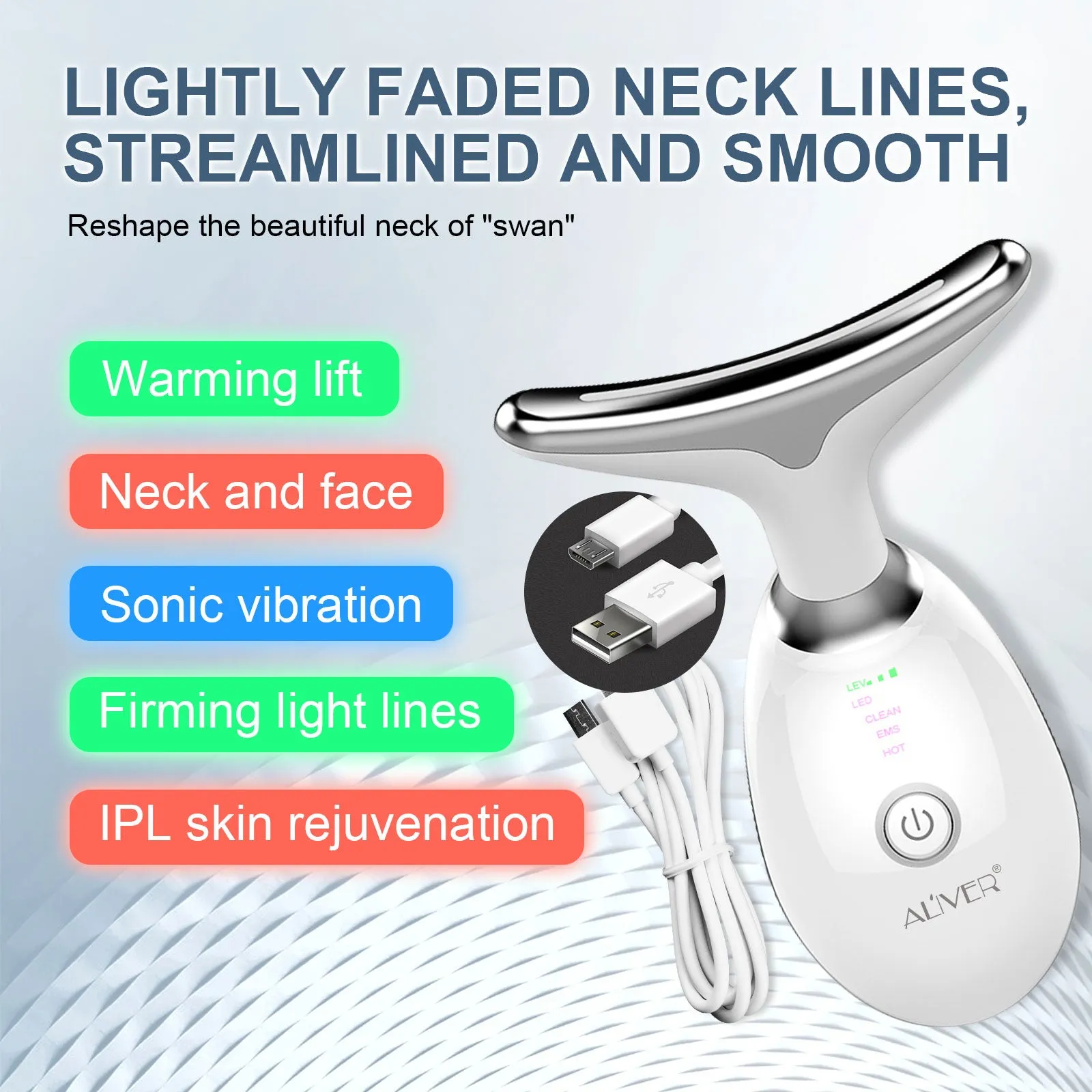 Aliver Neck Face Beauty Device, Skin Care Facial Massager, 3 in 1 Portable Face Massager for Skin Care, Face Sculpting Tool，Mother's Day Gift