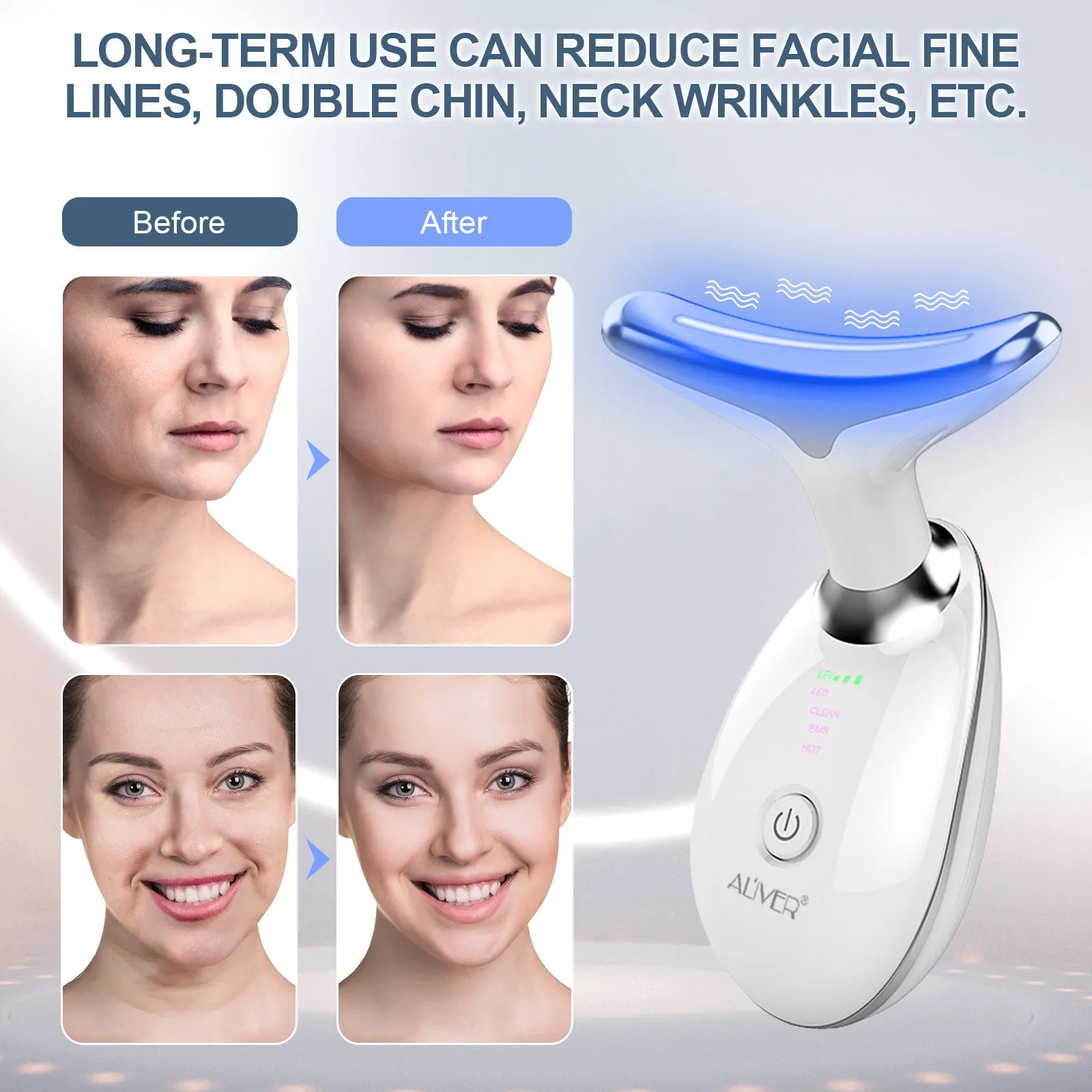 Aliver Neck Face Beauty Device, Skin Care Facial Massager, 3 in 1 Portable Face Massager for Skin Care, Face Sculpting Tool，Mother's Day Gift
