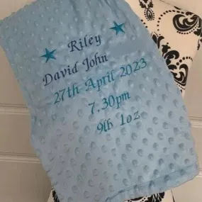 Baby Bubble Blanket - Personalised with name, dob, time & weight