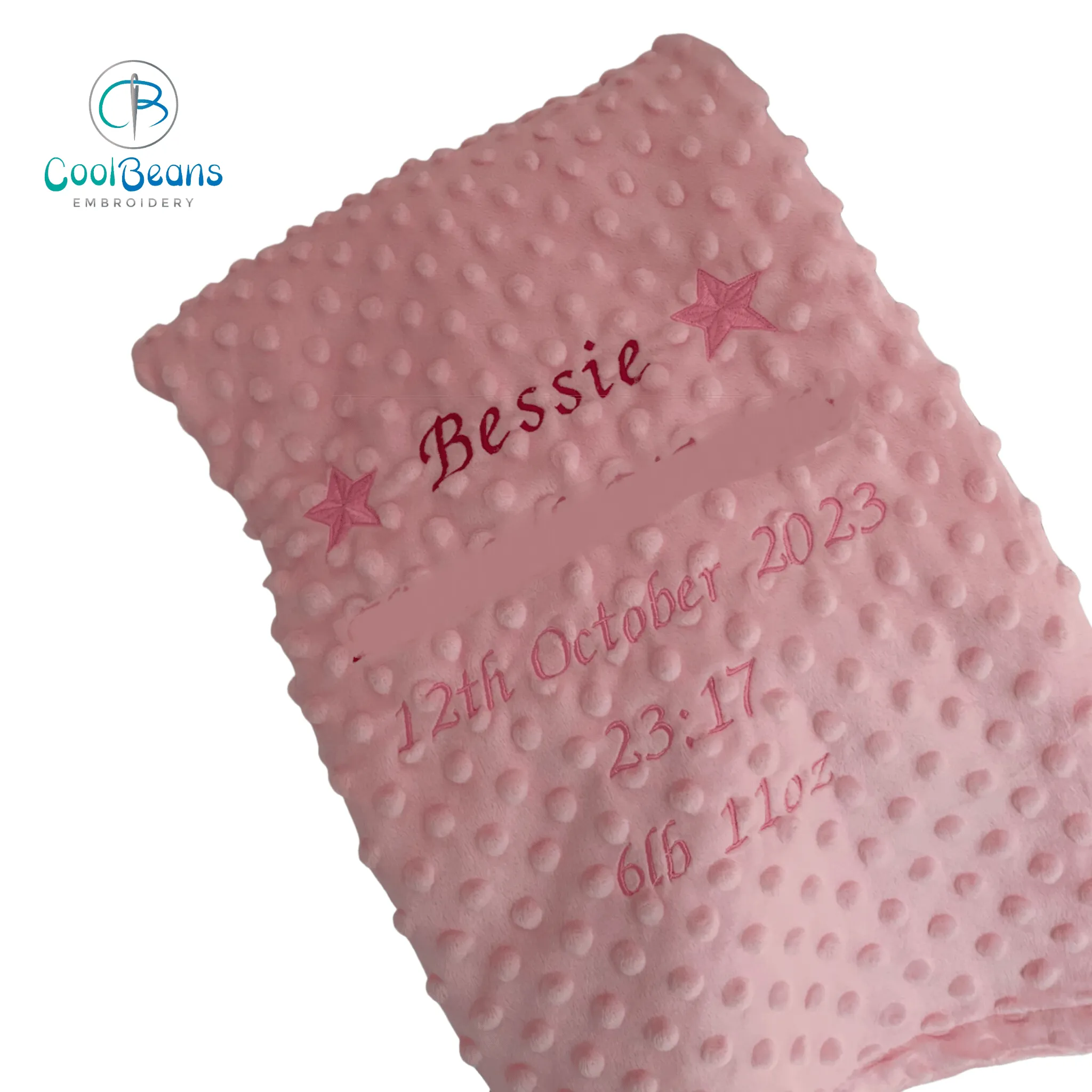 Baby Bubble Blanket - Personalised with name, dob, time & weight