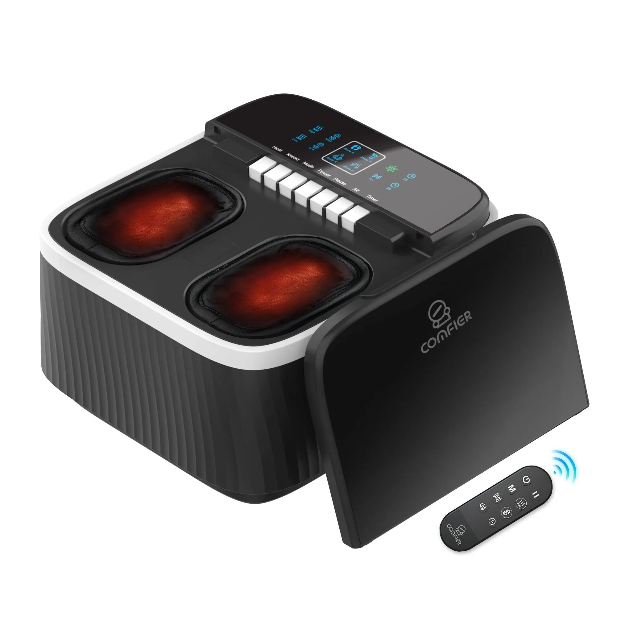 COMFIER Foot Massager with Heat, Shiatsu Foot Massager Machine for Neuropathy Plantar Fasciitis, Squeeze & Rolling Foot Massage, Remote Control & Piano-Key Button - 5326