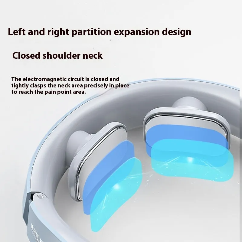 Electric Neck Massager EMS Pulse Rechargeable USB Cervical Traction Therapy Massage Stimulator Pain Relief Heating Function