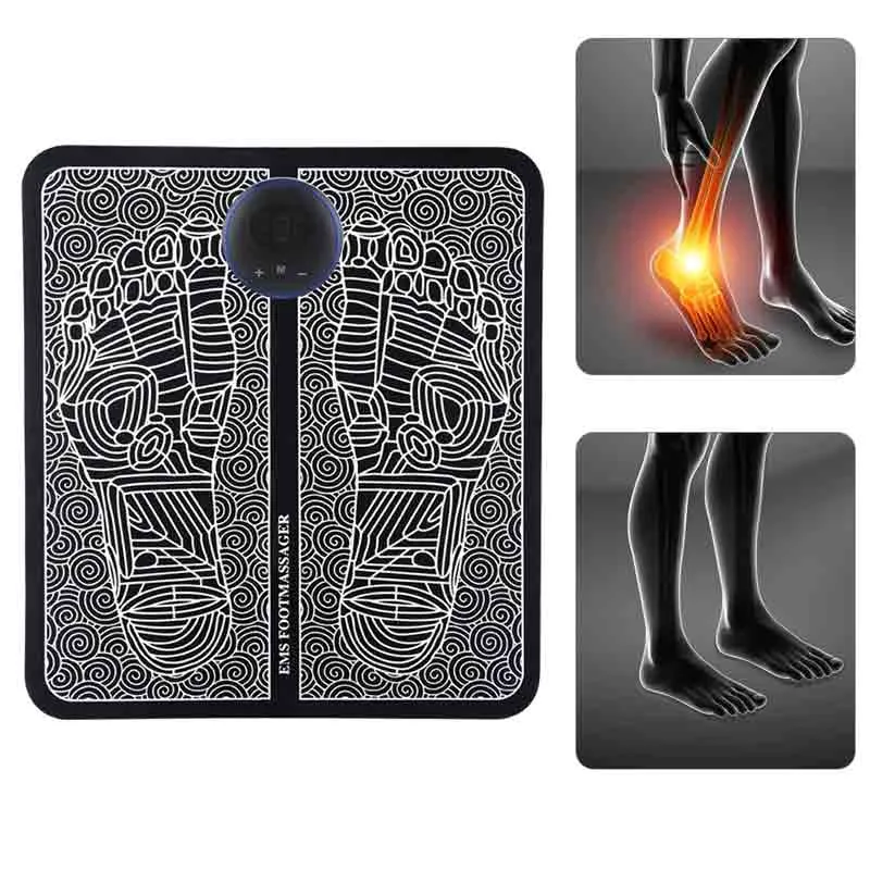 EMS Foot Massager Mat Portable Folding Feet Massage Pad USB Rechargeable