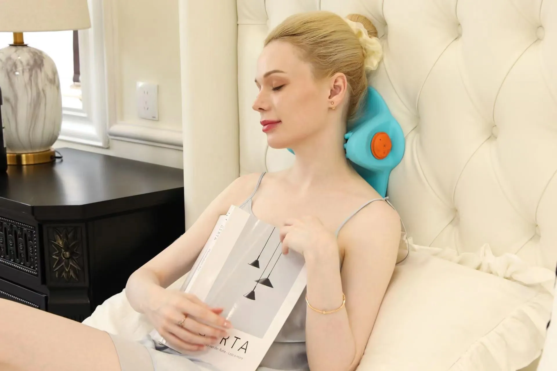 EMS Heat Vibrating Back & Neck Massage Pillow