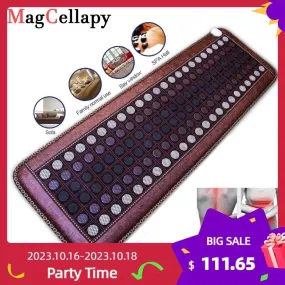 Far Infrared Heating Mat - Hot Stones Jade Tourmaline - Negative Ions - Mesh Mat - Adjustable Timer & Temperature - Heating Pad