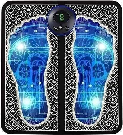 Foot Massager Feet Massage Machine ,Electronic Muscle Stimulator Massage Mat USB Rechargeable Massager (Black)