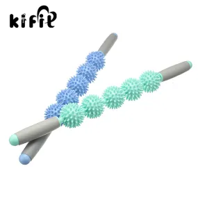 KIFIT Yoga Spiky Ball Trigger Point Muscle Relax Therapy Stick Roller Spikey Massage Wand Rolling With 5 Thorn Ball Care Tool