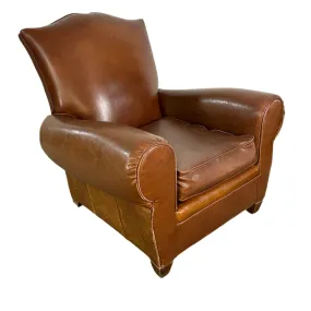 Mitchell Gold Leather Rolled Arm Chair