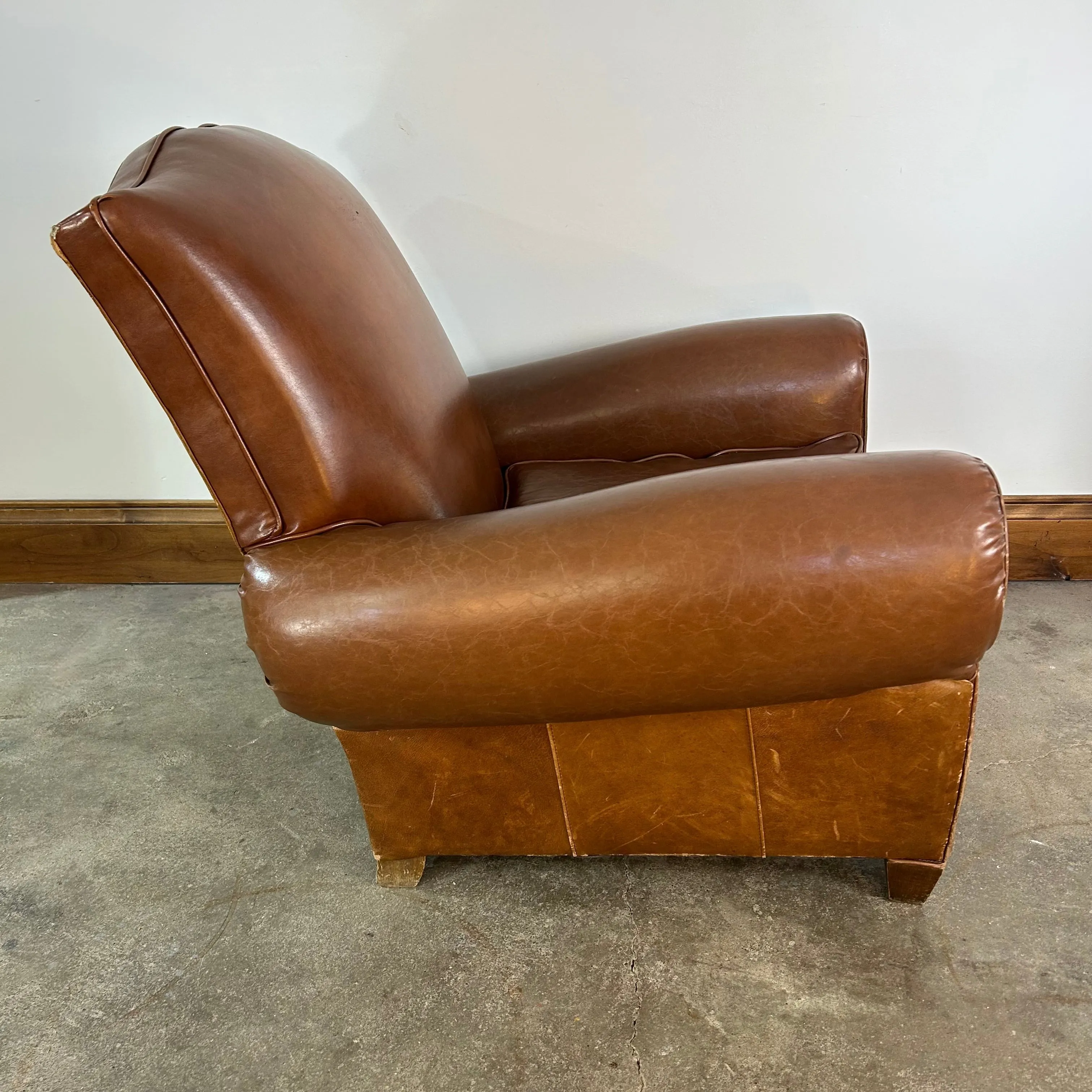 Mitchell Gold Leather Rolled Arm Chair