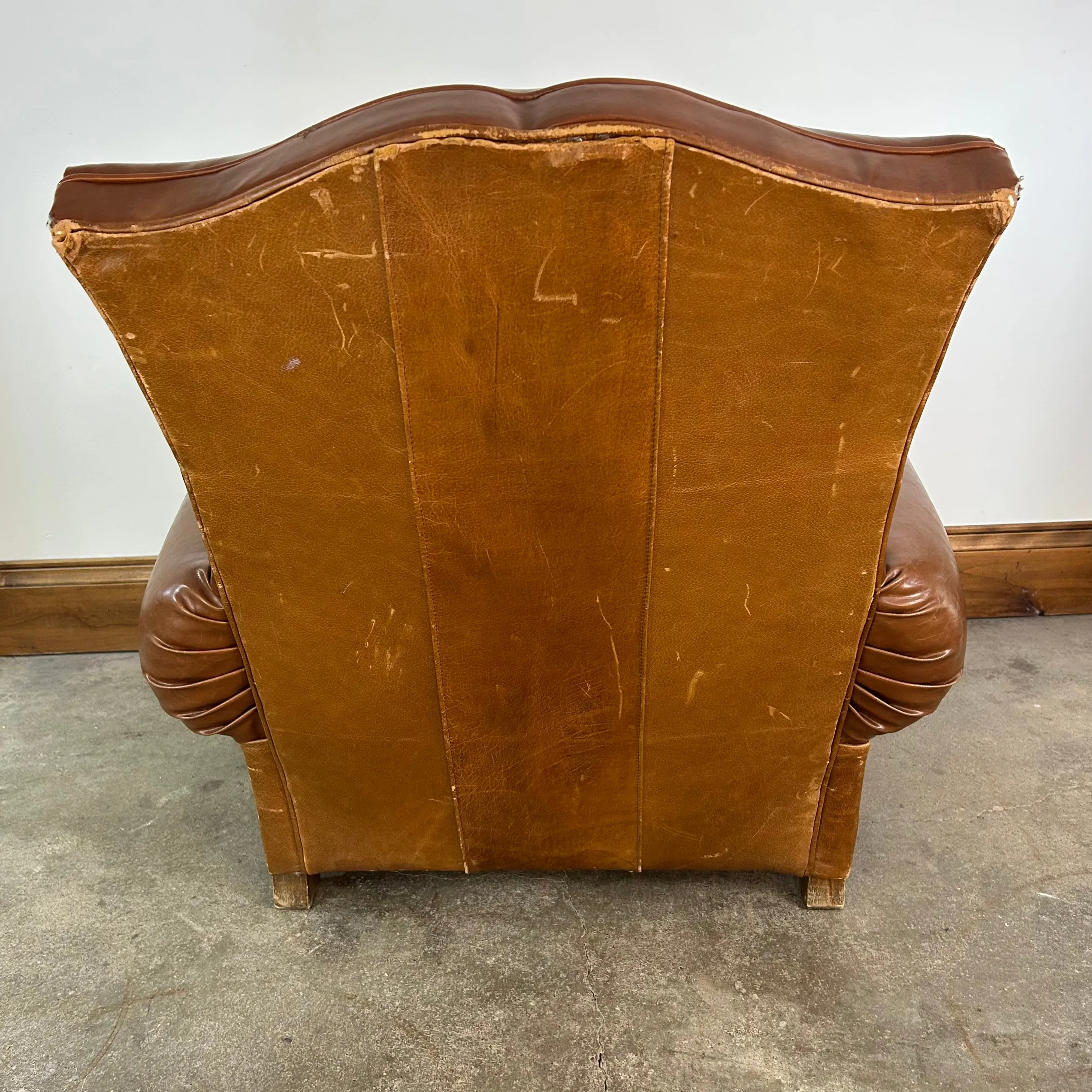 Mitchell Gold Leather Rolled Arm Chair