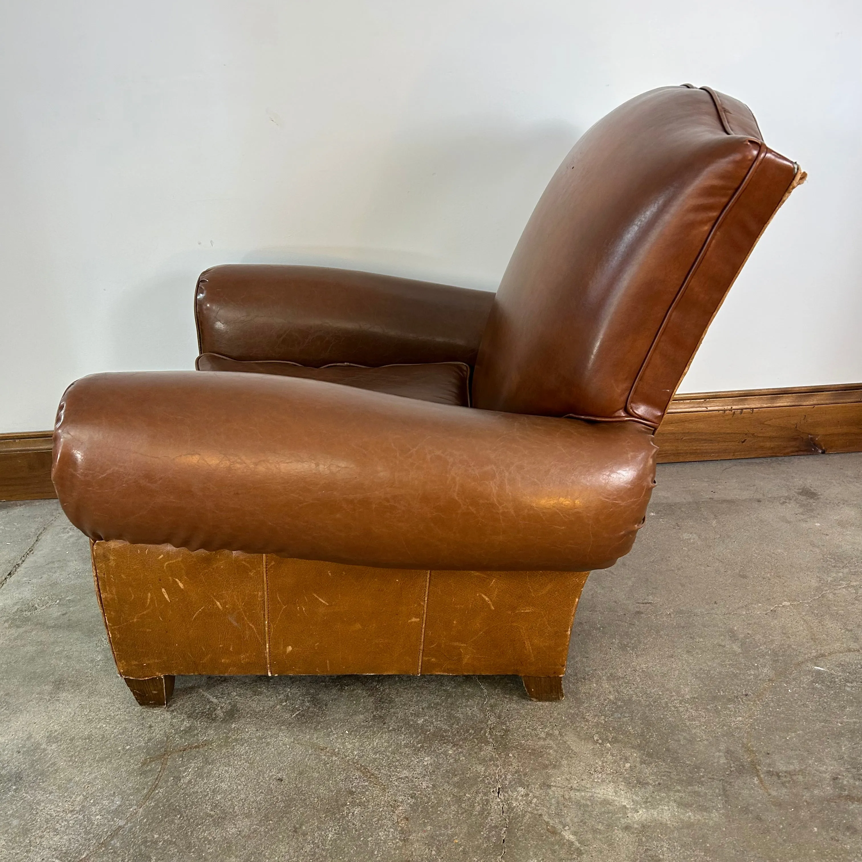 Mitchell Gold Leather Rolled Arm Chair