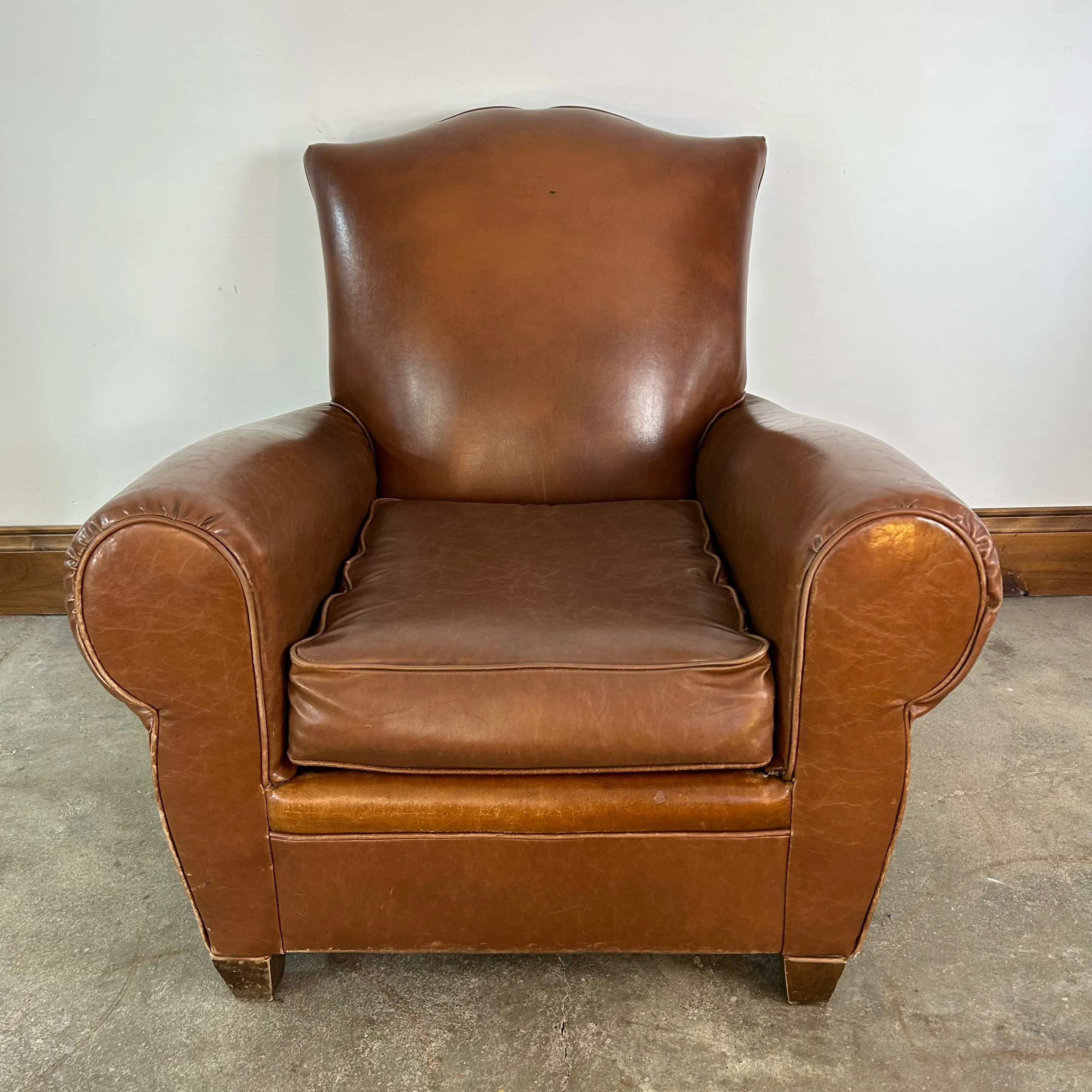 Mitchell Gold Leather Rolled Arm Chair