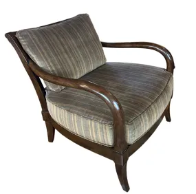 Thomasville Arm Chair, Accent Chair, Striped Velvet, Muted Tones