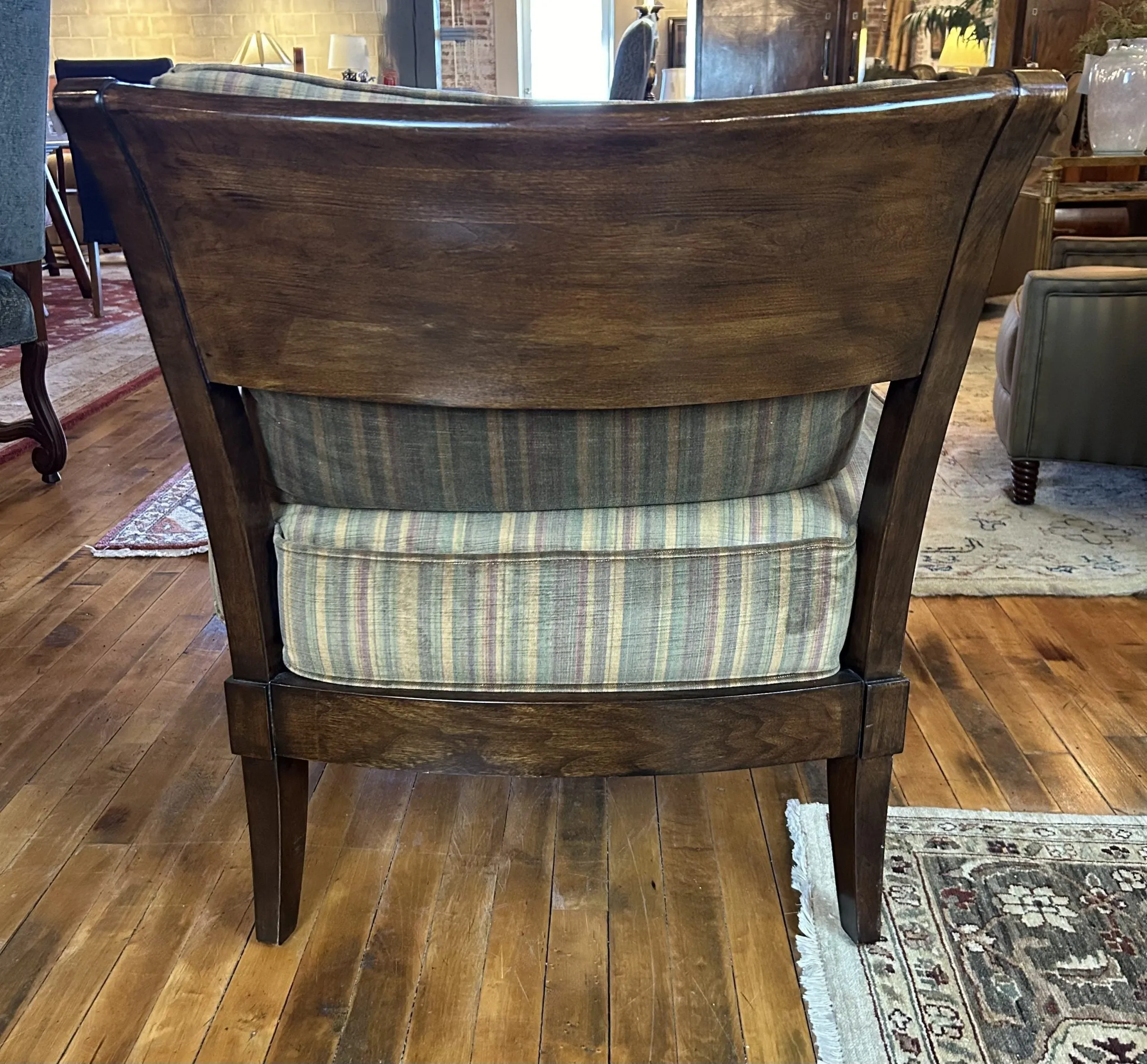 Thomasville Arm Chair, Accent Chair, Striped Velvet, Muted Tones